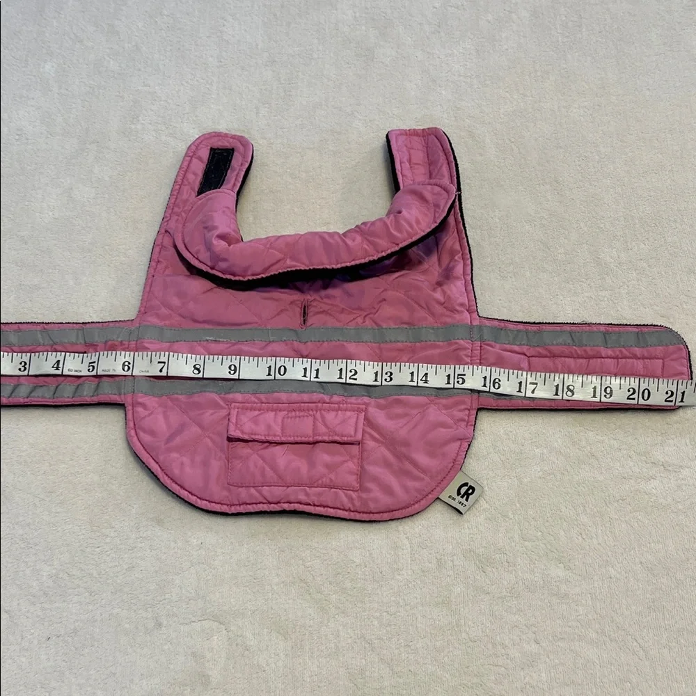 Reflective Quilted Dog Coat in Magenta with Silver Stripes XS
